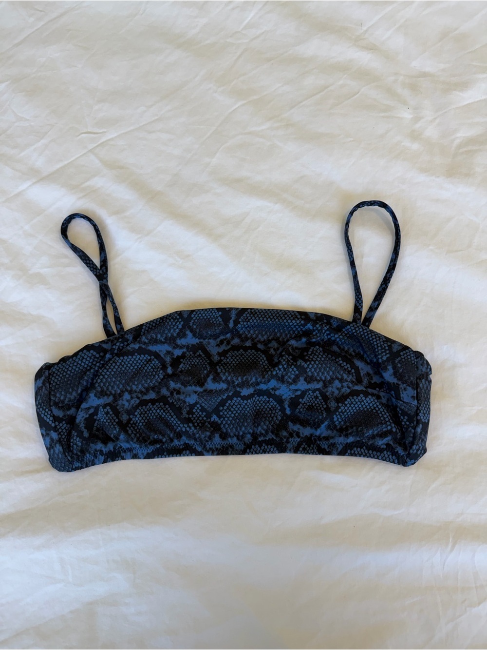 Vitamin A Black and Blue Snake Print Bikini Top